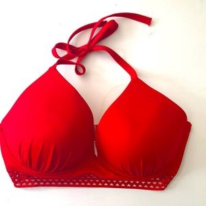 Red Shade & Shore Halter Bikini Top 38DD